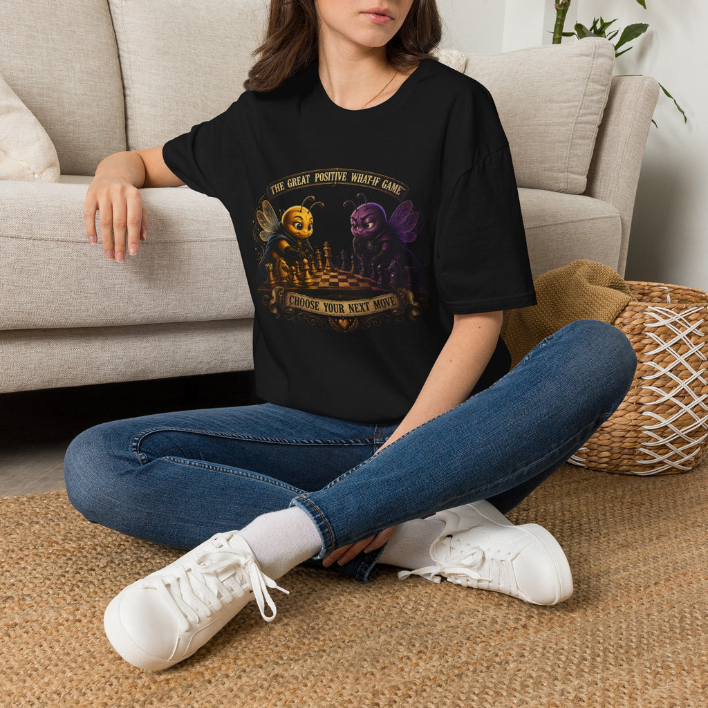 T-Shirt — "The Great Positive What-If Game" Bee vs. Moth Chess Graphic Tee