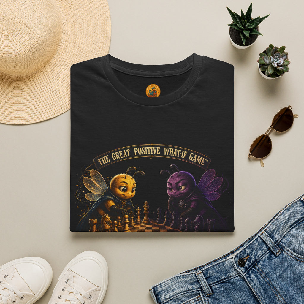 T-Shirt — "The Great Positive What-If Game" Bee vs. Moth Chess Graphic Tee